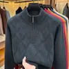 Envío directo transfronterizo de suéteres gruesos para hombre para el invierno 2026, cuello cálido con cremallera, capa base de punto para papá de mediana edad