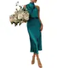 20227 Fonte de Fornecimento de Roupas Femininas para Comércio Exterior Europeu e Americano Amazon Vestido de Verão Liso em Cetim Sem Mangas Elegante Vestido de Festa