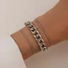 Set de Pulseras Minimalista de Tres Piezas Transfronterizo Europeo y Americano, Cadena Geométrica Hip-Hop Nicho Versátil Apilable Joyería para Hombres