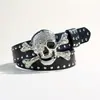 Cinturón Exagerado Transfronterizo Europeo y Americano de Calaveras Estilo Y2K Punk Oscuro Remaches Incrustados Cinturón para Mujer Estilo Moderno para Hombre