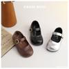 Xshx "Estilo Granja" Estilo Londres Zapatos de Cuero para Niños Primavera y Otoño Velcro Retro Horma Ancha [Zapatos de Wenzhou]