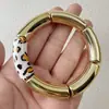 Pulseira Retro de Bloqueio de Cores de Alto Padrão Transfronteiriça Europeia e Americana, Pulseira de Contas Acrílicas com Brilho Fino, Fashionável e Única