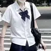 Traje Original JK Camisa Blanca Falda Corta Falda Plisada Manga Larga Uniforme JK Básico Novia Géminis Manga Corta Verano