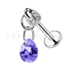 Pendiente Colgante Gota de Agua de Titanio F136 Clavo de Arete Zirconia Clavo de Arete Aleación de Titanio G23 Joyería para Perforaciones Clavo de Hueso de Oreja Dorado Pendiente