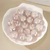 [Fosforescente] Novo Estilo Flor de Dedo Botão de Flor Pó de Glitter Tulipa Iridescente Furo Reto Contas Redondas Resina DIY Contas Artesanais