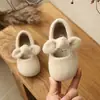 Zapatos para Niñas, Zapatos Peludos, Estilo Princesa, Zapatos de Algodón Forrados de Felpa, Lazo, Zapatos de Invierno para Niños 2025, Zapatos Dobles de Algodón para Bebé Niña