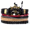 Joia nova transfronteiriça pulseira diy tecida à mão moda terno de combinação de pulseira masculina pulseira de âncora de couro