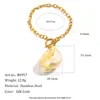 Joyería de acero inoxidable, popular en Europa y América, nuevo diseño de nicho, juego de pulsera y collar con cadena O de concha chapado en oro de 18 quilates