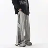 Calça de Moletom Listrada Americana da Moda Masculina Outono Marca da Moda Solta Casual Calça de Mergulho High Street Filhote Bonito Esportiva Calça Reta