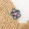 Estilo Coreano Azul Floral Fresco Ins Cuadros Mezclilla Azul y Rojo Tela Accesorios para el Cabello Bolsa Lazo Decoración Accesorios