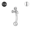 Aleación de Titanio F136 Varilla de 1.2X10 Mariposa de Zirconia Hueso de la Oreja Clavo Tornillo Pendientes de Bola Joyería para Piercing de Ceja