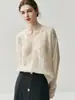 Cárdigan de Seda de Morera y Cachemira Minimalista Ligero y Transpirable para Mujer, Cuello en V, Estilo Perezoso, Prendas de Punto Reductoras de Edad, Prenda Exterior Superior para Mujer