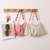 Bolsa de Hombro con Borlas de Algodón Tejido de Venta Caliente Transfronteriza Nueva Bolsa de Paja Plisada de Nicho para Mujer Bolsa de Playa para Vacaciones en la Costa