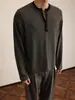 Camiseta de manga larga ajustada de otoño elástica con cuello Henry para hombre y mujer, jersey casual versátil, top a rayas estilo old money