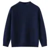 Malha básica de cashmere para crianças, unissex, espessa, gola alta discreta, cor sólida, suéter de cashmere, camada base para outono e inverno