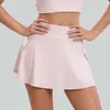Falda Deportiva de Yoga de Cintura Alta para Mujer, Falso Dos Piezas, Anti-Exposición, Transpirable, Skort para Correr, Fitness, Tenis, Azul Claro