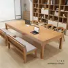 Sala de Estar Minimalista Moderna Escritorio Grande de Madera Maciza Escritorio de Estudio para Múltiples Personas Estudiante Escritorio para Oficina en Casa Mesa Larga Banco de Trabajo