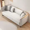 Sofá de tecido minimalista nórdico para apartamentos pequenos, adequado para salas de estar, espaços de aluguel duplos, quartos e apartamentos, disponível em designs de três lugares simples e modernos