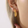 Xinyixin Hebilla de Oreja Geométrica Rectangular de Acero Inoxidable Moda Simple Viento Frío Chapado en Oro Real de 18K Pendientes