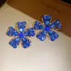 Brincos de Tachinha Flor Gota D'água Inlaid com Diamantes Prata Francesa Nicho Alto Padrão Versátil Brincos Acessórios de Brinco Individuais Exagerados Modernos para Mulheres