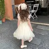 Vestido de Verão para Meninas 2026 Novo Estiloso Vestido Princesa Infantil Vestido de Malha com Lantejoulas para Bebê Menina Verão