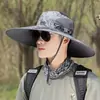 Sombrero de Sol para Hombre Estilo Nuevo con Protección Solar Desmontable Ala Ancha Verano Montañismo Pesca Sombrero para Exteriores Anti-UV