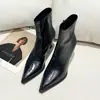 Primer Encuentro Ji Retro Botines de Tobillo Marrones con Tacón Alto para Mujer Tacón Delgado 2026 Verano Nuevos Botas Versátiles de Tacón Medio Adelgazantes