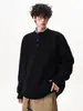 Suéter Retro Americano con Cuello Henry y Botones para Hombres y Mujeres, Jersey de Punto Holgado y Casual de Otoño con Mangas Largas