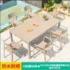 Mesa y Silla para Exteriores Mojia Combinación Tienda de Té con Leche Mesa de Comedor de Aleación de Aluminio Terraza Exterior Patio Exterior Ocio Mesa y Silla de PVC