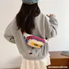 Mochila Transversal de Lona Casual Estilo Coreano 2026 para Viagem para Meninas Bolsa de Peito Casual para Uso Externo Bolsa de Lanche para Alunos do Ensino Fundamental