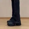 Mocasines Redondos Pequeños para Mujer 2025 Otoño e Invierno Versátiles Estilo Británico Zapatos Pequeños de Cuero para el Trabajo Tacón Grueso Zapatos que Aumentan la Altura