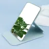 Espejo de maquillaje de escritorio, espejo pequeño portátil, cuero PU de color sólido, de mano, plegable, espejo de tocador de mesa, espejo de viaje