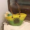 Nova Bolsa de Palha Tecida de Verão Bolsa de Praia Férias Grande Capacidade Bolsa Tecida Cesta de Legumes Bolsa de Ombro Axila