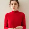 Otoño e Invierno Nuevo Suéter de Cachemira de Cuello Alto Medio Cachemira Moda para Mujer Interior Clásico Jersey Suelto Cálido Capa Base