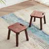 Taburete Pequeño de Madera Maciza, Taburete Portátil, Taburete Redondo para el Hogar, Banco Pequeño Color Nogal, Taburete Bajo, Taburete para Cambiar Zapatos de Niños, Logo Personalizado