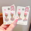 Estilo océano cola de sirena concha estrella de mar aretes para niños sin perforación orejas niñas colgante de perla a prueba de dolor lindos aretes