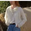 Nice peopl 2026SS Cardigã de Tricô Trançado de Lã Mohair Seda Renda Falso Duas Peças