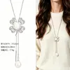 Cadena para Suéter de Collar Largo Geométrico, Accesorio de Lujo de Alta Gama, Versátil y de Moda, Colgante de Perla para Otoño e Invierno