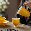 Glacê Mineral de Rocha Amarelo Limão Salpicado de Ouro Caneca de Buquê de Cerâmica Caneca Alta de Chá Caneca Mestra Cor Tradicional Chinesa Feminina Novo Estilo Chinês