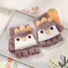 Guantes Calientes de Pollo de Dibujos Animados para Bebé Otoño e Invierno A prueba de Frío Engrosados Lindos para Niños y Niñas de Cinco Dedos Medio Dedo Tapa Abatible