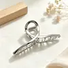 Presilha de garra para cabelo de liga metálica de alta qualidade estilo coreano, simples e elegante, presilha quadrada minimalista para mulheres, cheia de strass, presilha tubarão versátil, atacado