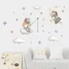 BR0210E Pegatinas de Pared Autoadhesivas de Animales Lindos con Estrellas de Dibujos Animados para Habitación Infantil, Guardería, Salón de Clases