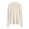 Suéter Tejido de Cachemir 100% Puro con Cuello Medio Alto y Raya Vertical para Mujer, Camisa Base de Otoño e Invierno, Ajuste Ceñido, Top de Manga Larga Versátil