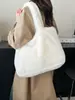 Bolsa de Pelúcia Fofa de Inverno para Mulheres 2026 Nova Moda Versátil Bolsa de Mão Bolsa de Ombro Grande Capacidade Bolsa Tote para o Dia a Dia