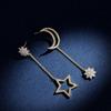 Brincos de Combinação Assimétricos Estrela e Lua da Moda, Brincos de Estrela Estilo Coreano para Mulheres, Brincos de Lua Retrô, Brincos