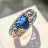 Anillo de calavera creativo nuevo con gema de circonita azul diamante joyería de estilo punk europeo y americano
