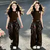 Conjunto de Verano para Niña 2026 Nuevo Elegante Chaleco Infantil Ropa de Verano Pantalones Jogger de Cuadros Conjunto de Dos Piezas Moderno