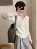 Suéter negro estilo japonés para mujer, estilo básico de otoño e invierno, corte ajustado, elástico, suave y acogedor, cuello polo, prenda interior de punto