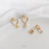 Paquete de oro de 14K micro incrustado de circonio Luna en forma de V trébol de cuatro hojas estrella de cinco puntas soporte para perlas de medio agujero aretes diy material para aretes