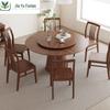 Mesa redonda nórdica de madeira maciça para casa, apartamento pequeno, estilo francês, mesa de jantar vintage, mesa de jantar redonda de nogueira preta, combinação de mesa de jantar e cadeira
